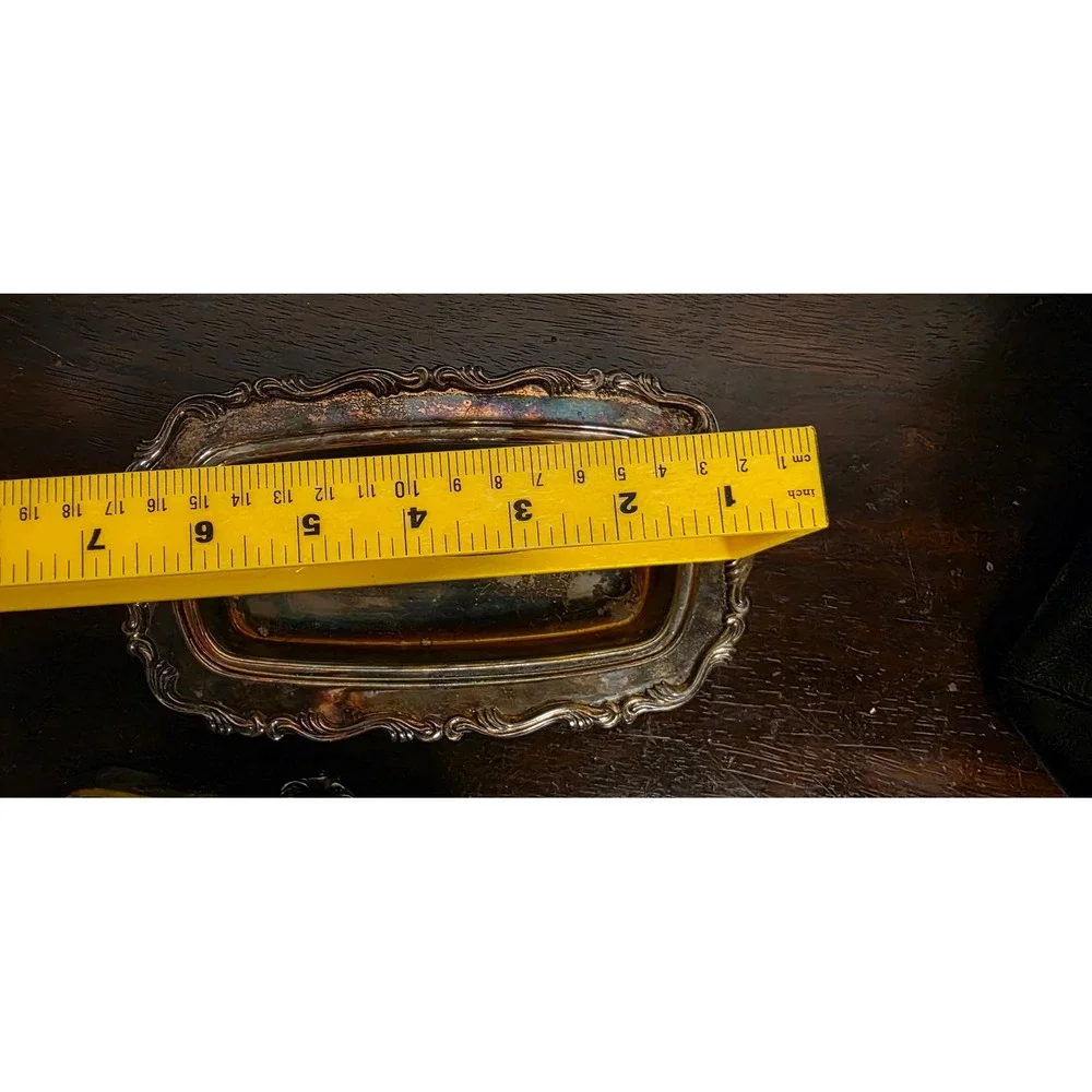 Vintage Butter Dish Wm A Rogers Oneida Ornate Footed Silver Plated